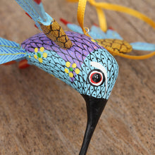 Load image into Gallery viewer, Handcrafted Copal Wood Alebrije Bird Ornament - Hummingbird Song | NOVICA