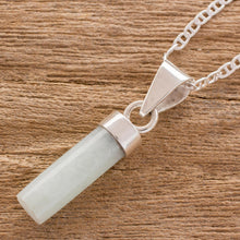 Load image into Gallery viewer, Cylindrical Jade Necklace in Apple Green from Guatemala - Calm Beauty in Apple Green | NOVICA