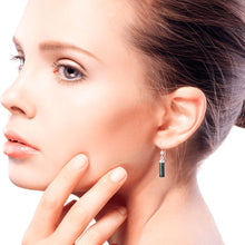 Load image into Gallery viewer, Dark Green Jade Cylindrical Dangle Earrings from Guatemala - Dark Green Mayan Pillars | NOVICA