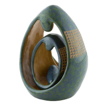 Load image into Gallery viewer, Handcrafted Glazed Turquoise Ceramic Sculptures (Set of 3) - Modern Nativity | NOVICA