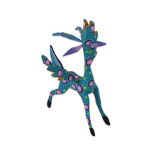 Load image into Gallery viewer, Teal Alebrije Gazelle with Multicolor Hand Painted Motifs - Winged Song | NOVICA