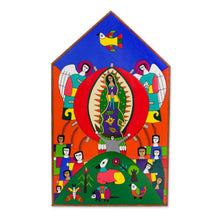 Load image into Gallery viewer, Hand-Painted Pinewood Relief Panel of Mother Mary - Praising the Virgin of... | NOVICA
