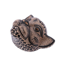 Load image into Gallery viewer, Beige and Black Ceramic Jaguar Decorative Mask Wall Art - Observant Jaguar | NOVICA