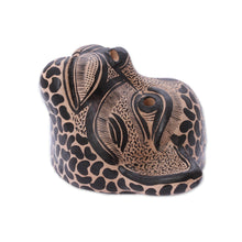 Load image into Gallery viewer, Beige and Black Ceramic Jaguar Decorative Mask Wall Art - Observant Jaguar | NOVICA