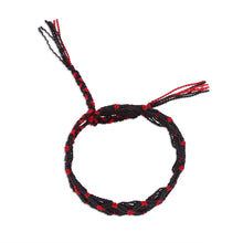 Load image into Gallery viewer, Black and Red Braided Cotton Bracelet from Mexico - Scarlet Braid | NOVICA