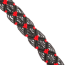 Load image into Gallery viewer, Black and Red Braided Cotton Bracelet from Mexico - Scarlet Braid | NOVICA