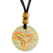 Load image into Gallery viewer, Bird-Themed Pinewood Pendant Necklace from Guatemala - Messenger of Fortune | NOVICA