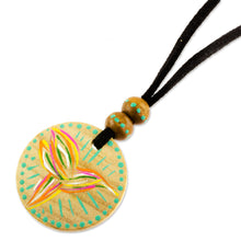 Load image into Gallery viewer, Bird-Themed Pinewood Pendant Necklace from Guatemala - Messenger of Fortune | NOVICA
