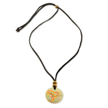 Load image into Gallery viewer, Bird-Themed Pinewood Pendant Necklace from Guatemala - Messenger of Fortune | NOVICA