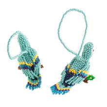 Load image into Gallery viewer, Glass Beaded Blue Macaw Ornaments from Guatemala (Pair) - Blue Macaws | NOVICA