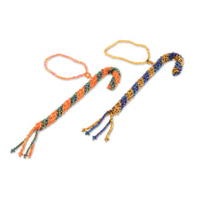 Load image into Gallery viewer, Colorful Guatemalan Glass Beaded Candy Cane Ornaments (Pair) - Sweet Canes | NOVICA