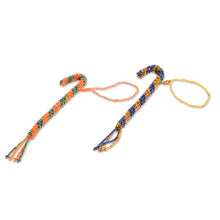 Load image into Gallery viewer, Colorful Guatemalan Glass Beaded Candy Cane Ornaments (Pair) - Sweet Canes | NOVICA