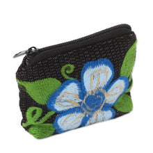 Load image into Gallery viewer, Floral Embroidered Cotton Coin Purse from Mexico - Exalted Flower | NOVICA