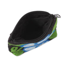 Load image into Gallery viewer, Floral Embroidered Cotton Coin Purse from Mexico - Exalted Flower | NOVICA