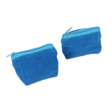 Load image into Gallery viewer, Blue Cotton Coin Purses in Blue from Mexico (Pair) - Blue Cuties | NOVICA