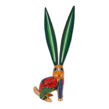 Load image into Gallery viewer, Hand-Painted Wood Alebrije Rabbit Sculpture from Mexico - Big-Eared Rabbit | NOVICA