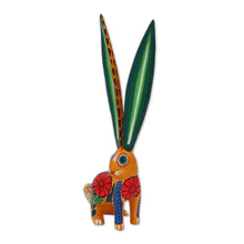 Load image into Gallery viewer, Hand-Painted Wood Alebrije Rabbit Sculpture from Mexico - Big-Eared Rabbit | NOVICA