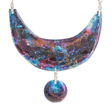 Load image into Gallery viewer, Modern Recycled Glass Pendant Necklace from Costa Rica - The Cosmos | NOVICA