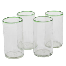 Load image into Gallery viewer, Set of Four Handblown Recycled Glass Tumblers in Green - Green Mountain | NOVICA