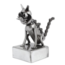 Load image into Gallery viewer, Upcycled Metal Auto Part Cat Sculpture from Mexico - Sitting Cat | NOVICA