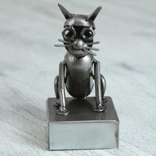 Load image into Gallery viewer, Upcycled Metal Auto Part Cat Sculpture from Mexico - Sitting Cat | NOVICA