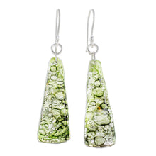 Load image into Gallery viewer, Recycled CD Dangle Earrings in Green from Guatemala - Peaceful Life in Green | NOVICA