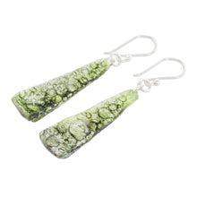 Load image into Gallery viewer, Recycled CD Dangle Earrings in Green from Guatemala - Peaceful Life in Green | NOVICA