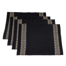 Load image into Gallery viewer, Cotton Table Linen Set for 4 in Black from Guatemala - Beige Moon | NOVICA