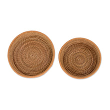 Load image into Gallery viewer, Handmade Pine Needle and Cotton Baskets in Sepia (Pair) - Journey to Tecpan in Sepia | NOVICA