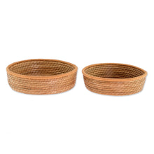 Load image into Gallery viewer, Handmade Pine Needle and Cotton Baskets in Sepia (Pair) - Journey to Tecpan in Sepia | NOVICA