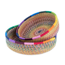 Load image into Gallery viewer, Handmade Pine Needle and Cotton Baskets in Rainbow (Pair) - Journey to Tecpan in Rainbow | NOVICA