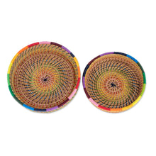 Load image into Gallery viewer, Handmade Pine Needle and Cotton Baskets in Rainbow (Pair) - Journey to Tecpan in Rainbow | NOVICA