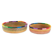 Load image into Gallery viewer, Handmade Pine Needle and Cotton Baskets in Rainbow (Pair) - Journey to Tecpan in Rainbow | NOVICA