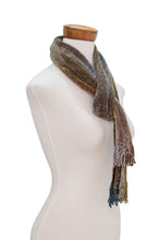 Load image into Gallery viewer, Earth-Tone Rayon Chenille Scarf from Guatemala - Paths | NOVICA