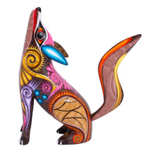 Load image into Gallery viewer, Colorful Copal Wood Alebrije Coyote Figurine from Mexico - Mystical Coyote | NOVICA