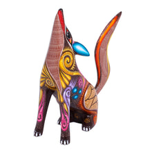 Load image into Gallery viewer, Colorful Copal Wood Alebrije Coyote Figurine from Mexico - Mystical Coyote | NOVICA