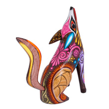 Load image into Gallery viewer, Colorful Copal Wood Alebrije Coyote Figurine from Mexico - Mystical Coyote | NOVICA