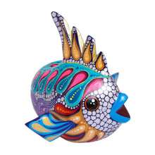 Load image into Gallery viewer, Hand-Painted Wood Alebrije Fish Figurine from Mexico - Shimmering Fish | NOVICA