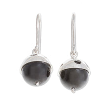 Load image into Gallery viewer, Modern Circular Onyx Dangle Earrings from Nicaragua - Modern Holes | NOVICA