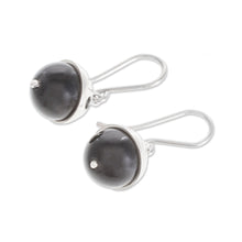 Load image into Gallery viewer, Modern Circular Onyx Dangle Earrings from Nicaragua - Modern Holes | NOVICA