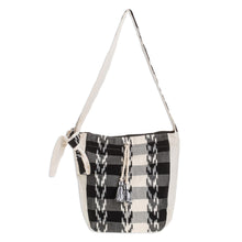 Load image into Gallery viewer, Handwoven Cotton Bucket Bag in Black and Ivory - Black and Ivory | NOVICA