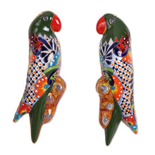 Load image into Gallery viewer, Ceramic Parrot Wall Sculptures from Mexico (Pair) - Parrot Friends | NOVICA