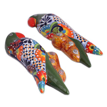 Load image into Gallery viewer, Ceramic Parrot Wall Sculptures from Mexico (Pair) - Parrot Friends | NOVICA