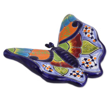 Load image into Gallery viewer, Hand-Painted Ceramic Butterfly Wall Sculpture from Mexico - Hacienda Butterfly | NOVICA