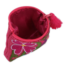 Load image into Gallery viewer, Cotton Colorful Embroidered Floral Motif Coin Purse - Garden of Treasures | NOVICA
