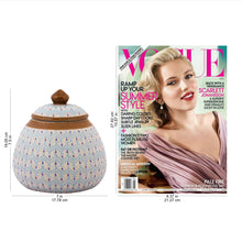 Load image into Gallery viewer, Blue Chevron Motif Ceramic Round Decorative Jar - Chevron Tears | NOVICA