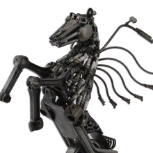 Load image into Gallery viewer, Upcycled Metal Motorcycle Horse Sculpture from Mexico - Iron Horse | NOVICA