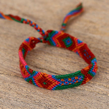 Load image into Gallery viewer, Colorful Cotton Wristband Bracelets from Mexico (Set of 3) - Deep Color | NOVICA
