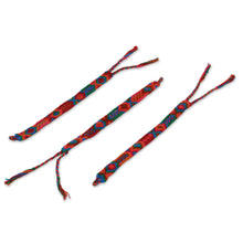 Load image into Gallery viewer, Colorful Cotton Wristband Bracelets from Mexico (Set of 3) - Deep Color | NOVICA