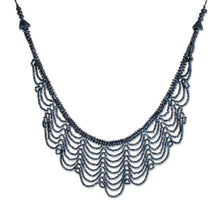 Load image into Gallery viewer, Blue Ceramic Beaded Strand Necklace from Guatemala - Calm Rain in Blue | NOVICA